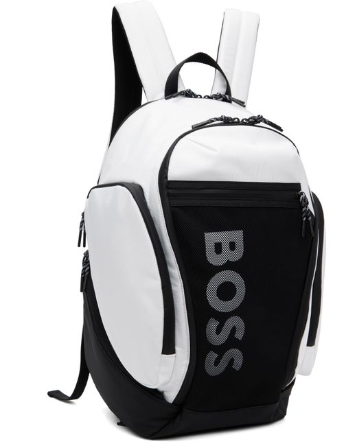 Boss Black Mesh Front Pocket Logo Backpack for men