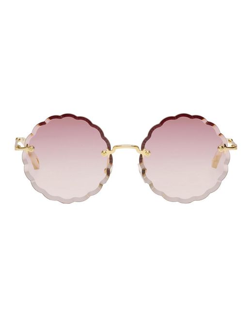 Chloé Gold Scalloped Edge Rimless Sunglasses in Metallic | Lyst