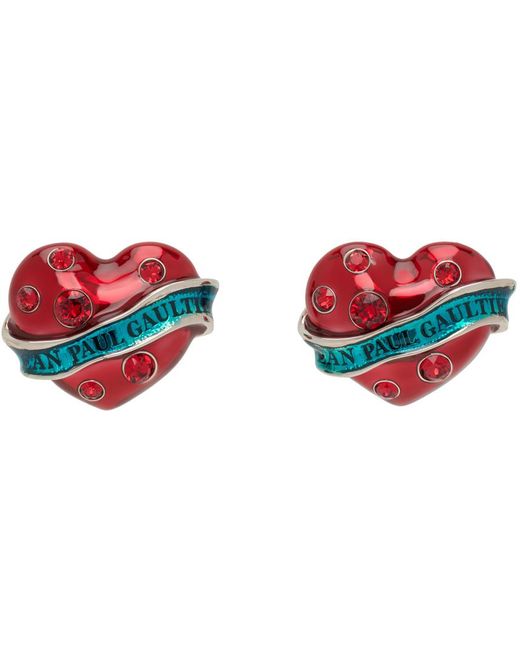 Jean Paul Gaultier Red Big Heart Earrings