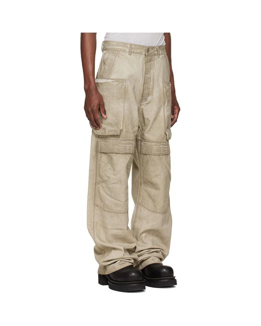 Rick Owens Natural Temple Stefan Denim Cargo Pants for men