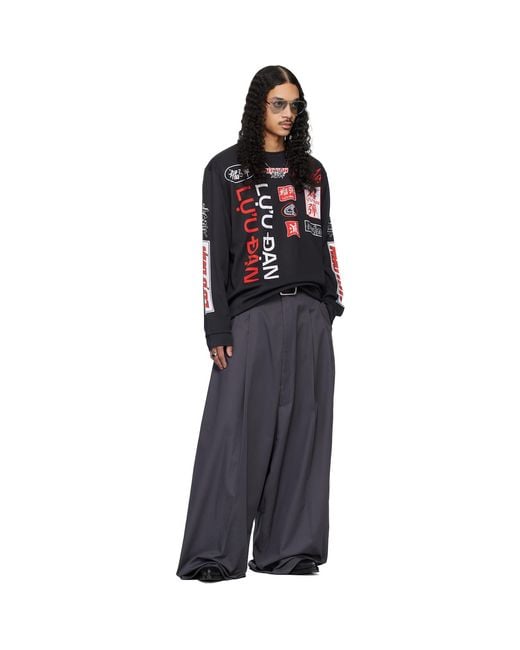 Lu'u Dan Black Oversized Long Sleeve T-Shirt for men