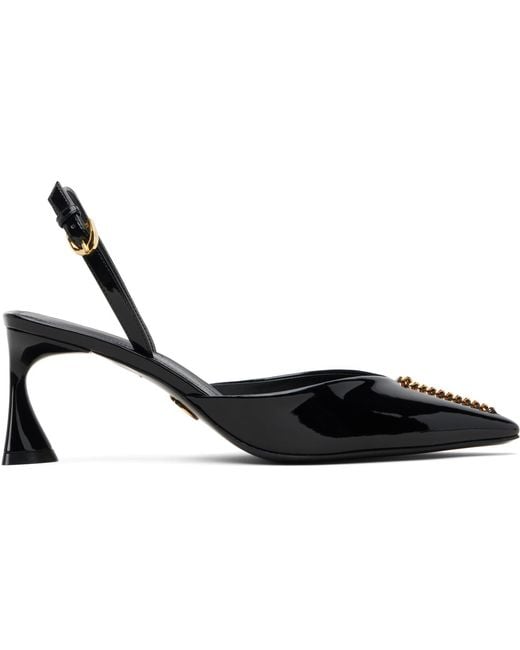 Stella McCartney Black Elsa Patent Slingback Heels