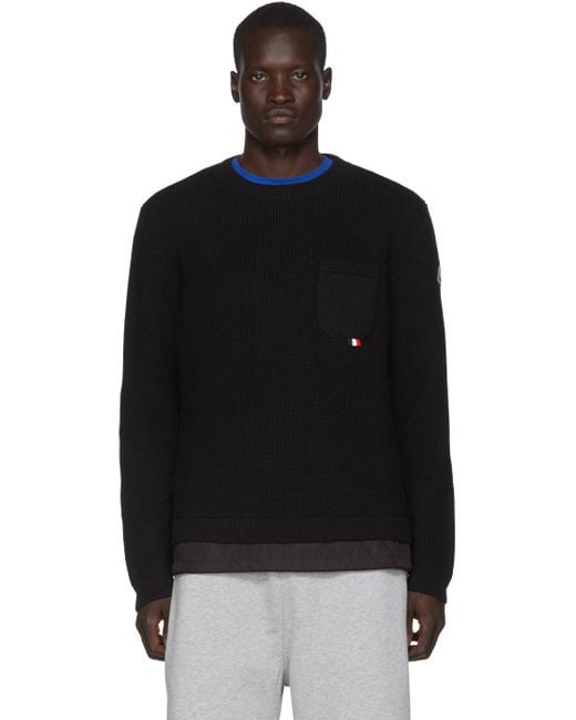 Moncler Black Maglione Tricot Girocollo Sweater for men
