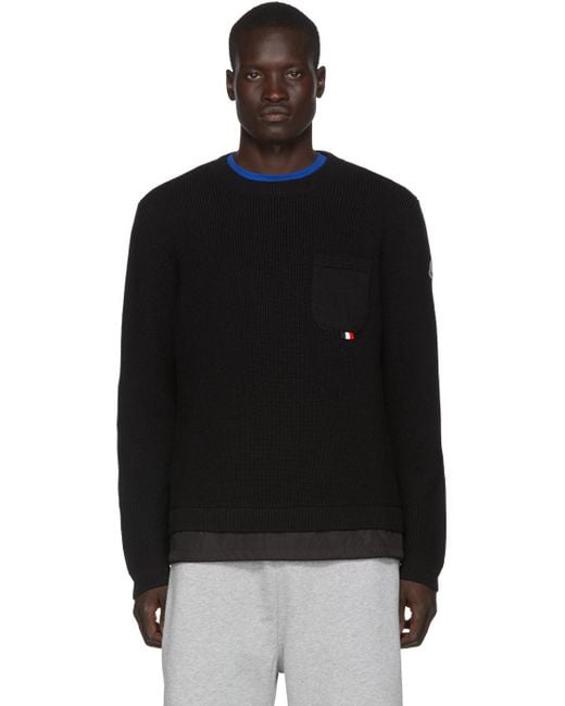 Moncler Black Maglione Tricot Girocollo Sweater for Men | Lyst