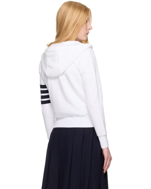 Thom Browne White Classic Zip Up Hoodie