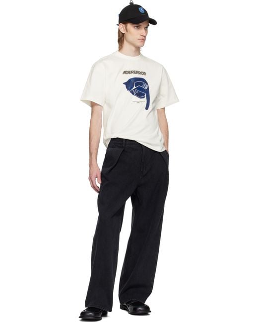 Adererror Black Off- Printed Graphic T-Shirt for men