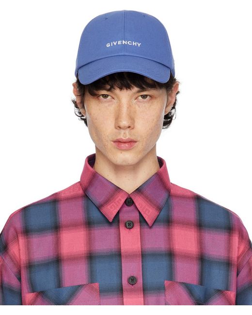 Givenchy Blue Curved Cap Embroidered Logo Cap for men