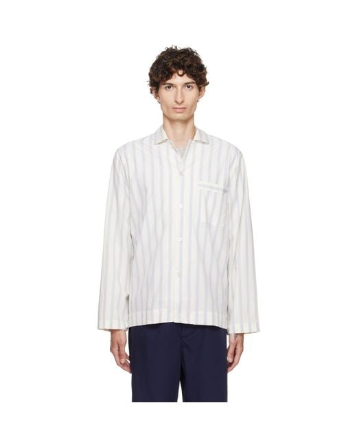 Tekla White Off- & Poplin Long-Sleeved Pyjama Shirt for men