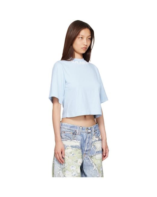 Palm Angels Blue Neck Logo Boxy T-shirt