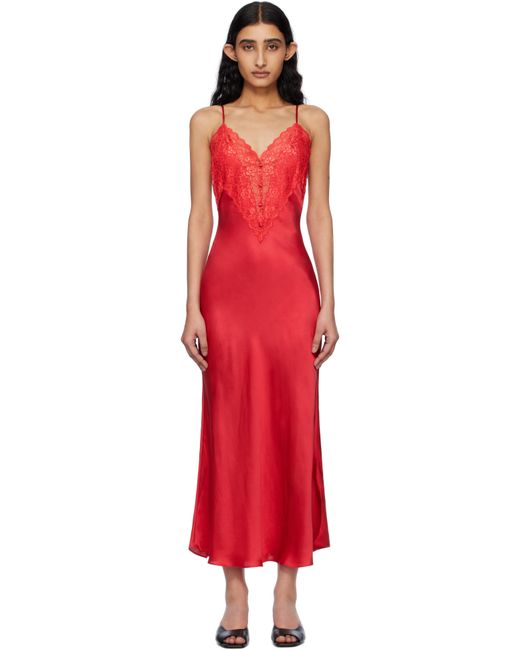 GUIZIO レッド Nova スリップ マキシドレス Red