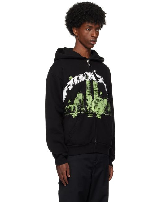 AWAKE NY Black Skyline Zip Hoodie for men