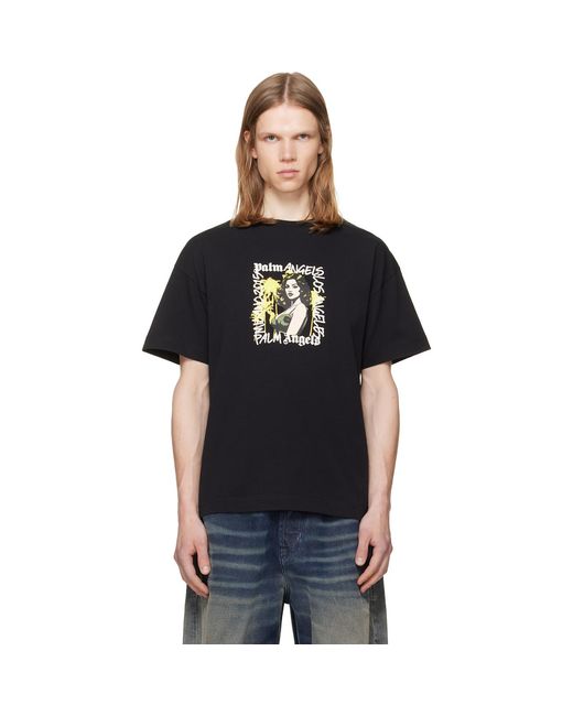Palm Angels Black Pinup Regular T-Shirt for men