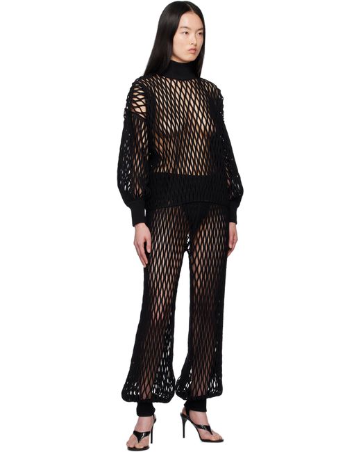 Alaïa ブラック マクラメニット ルーズ タートルネック Black