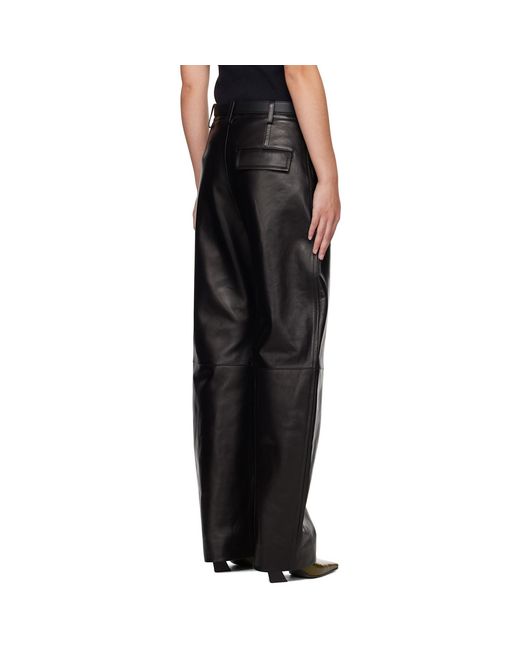 Bottega Veneta Black Rounded Leg Leather Pants