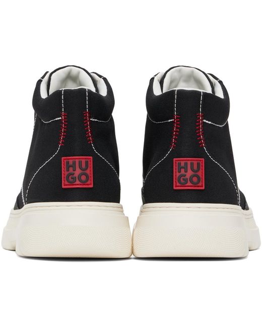 HUGO Black Stacked Logo Sneakers for men