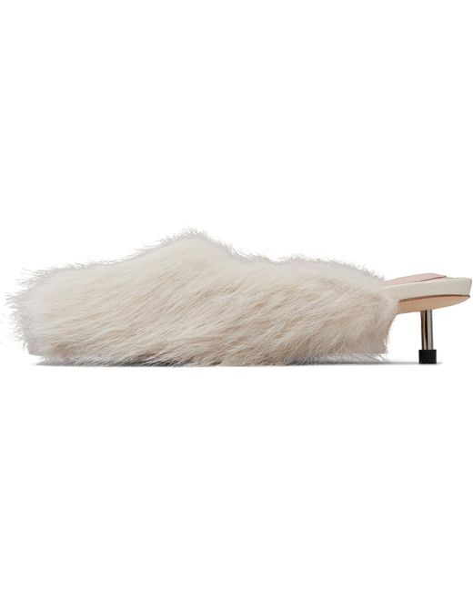 Simone Rocha White Off- Faux Fur Mule Heels