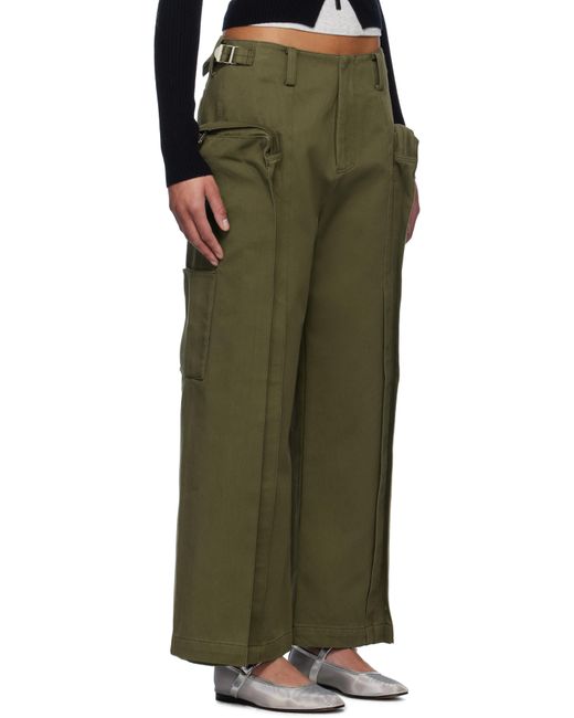 Fax Copy Express Green Khaki Vertical Pocket Cargo Pants