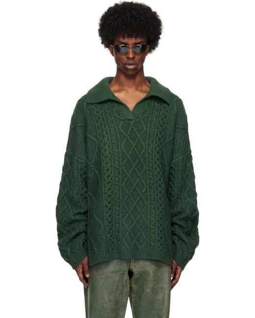 Guess Green Cable Sweater for men