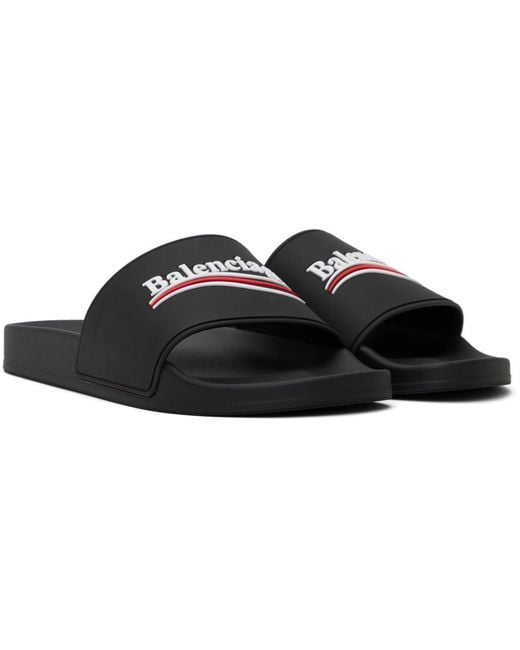 Sandales à enfiler noires à logo political campaign Balenciaga en coloris Black