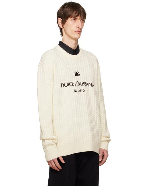 メンズ Dolce & Gabbana オフホワイト Girocollo セーター Natural
