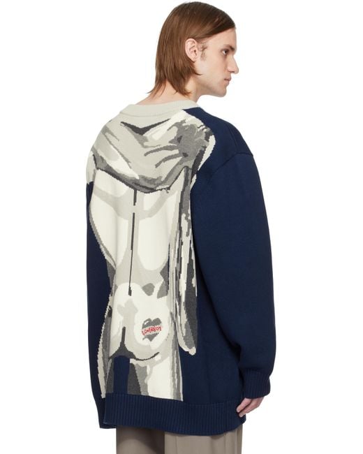 Charles Jeffrey Blue Sexy Bust Sweater for men