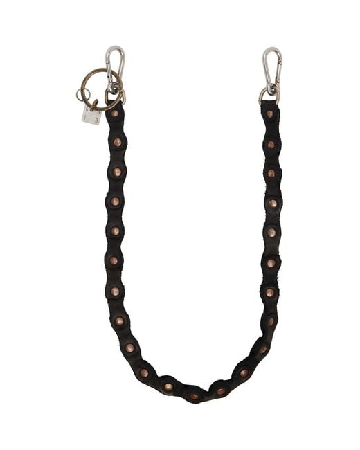 Guidi Black Leather Keychain for men