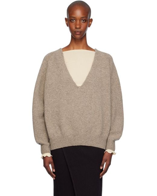 Baserange Merino Wool Plunging V Neck Sweater in Natural Lyst UK