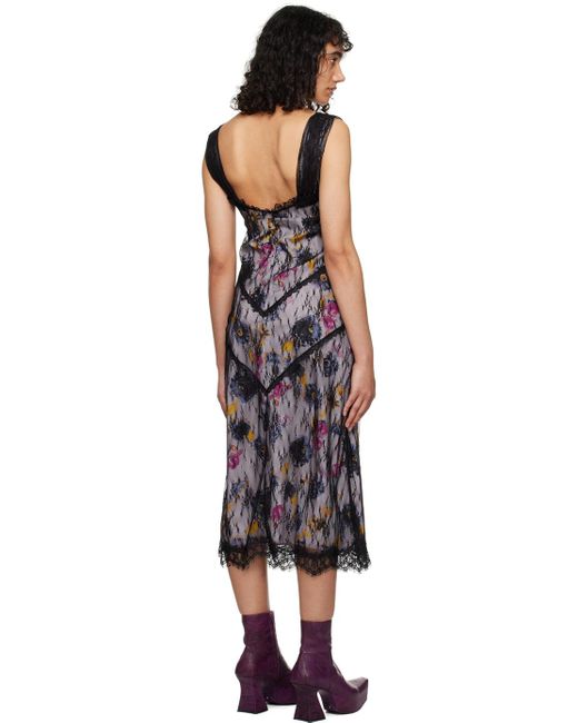 Anna Sui Black Ssense Exclusive Sketch Flower Midi Dress