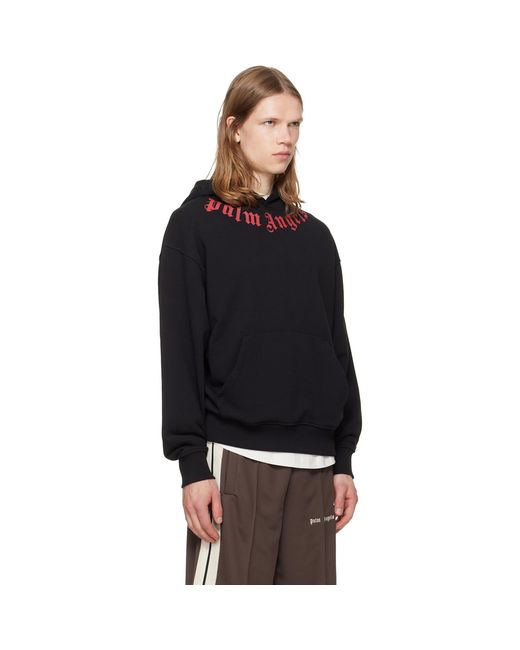 Palm Angels Black Neck Logo Hoodie for men