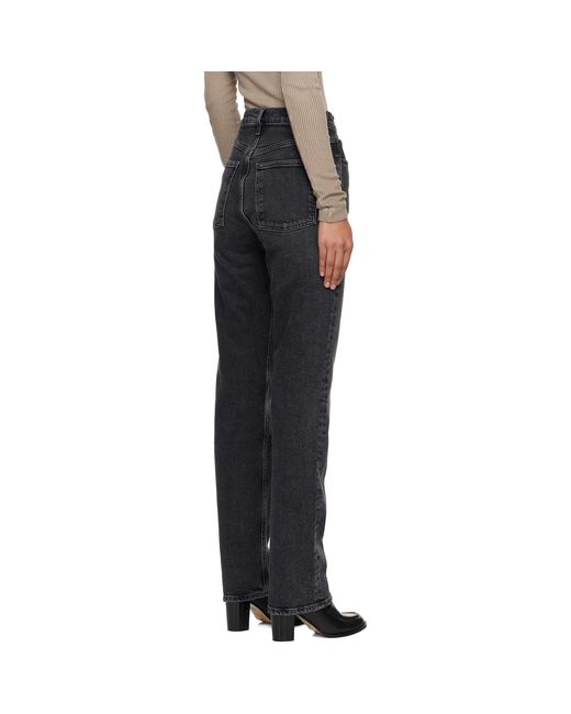Agolde Black 90's Pinch Waist Long Comfort Stretch Jeans