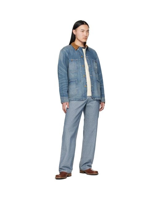 RRL Blue Corduroy-Collar Denim Jacket for men
