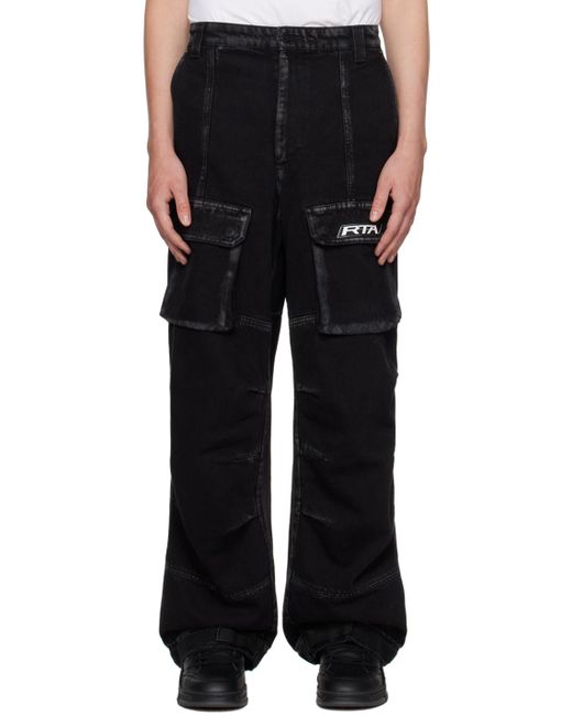 RTA Black Wide-leg Denim Cargo Pants for men