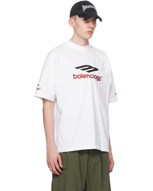 Balenciaga White 3b Sports Icon T-shirt for men
