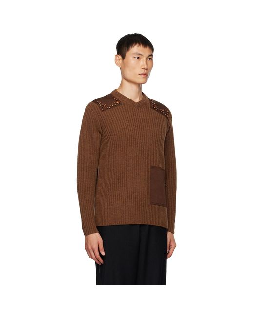 Undercover Brown Beaded Sweater for men