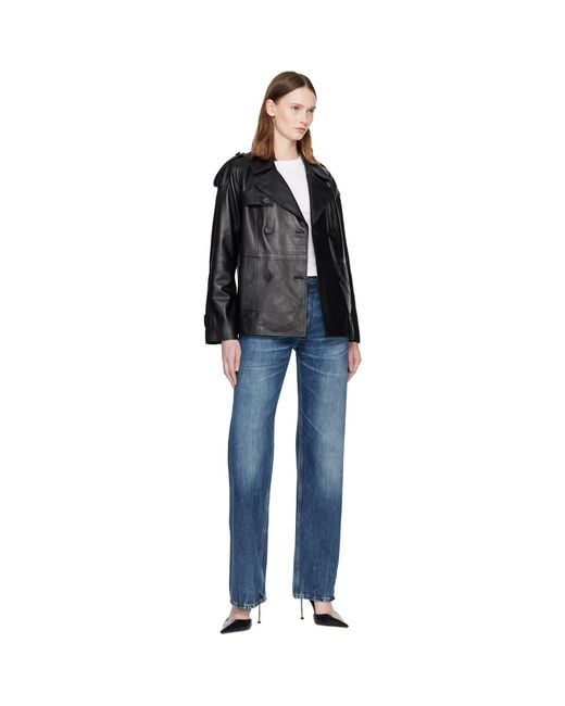 Mackage Black Dolores Double-Breasted Leather Jacket