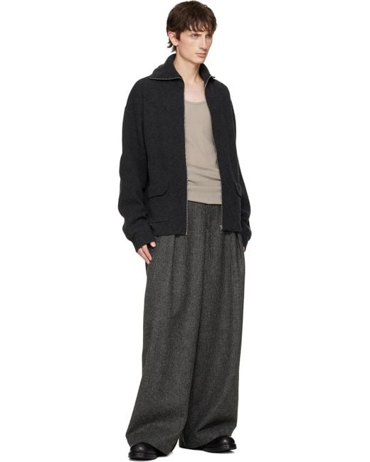 Lanvin Black Cashmere Zip Cardigan for men