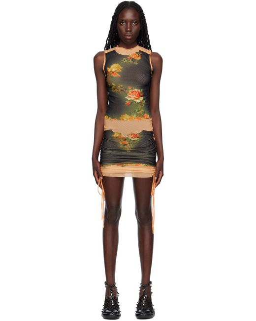 Jean Paul Gaultier Multicolor The Draped Fleurs Petit Grand Tulle Dress