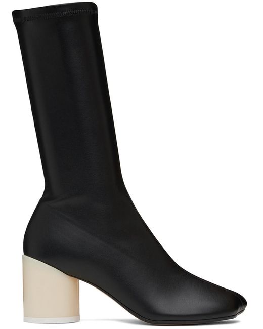 MM6 by Maison Martin Margiela Black Faux Leather Ankle Boots