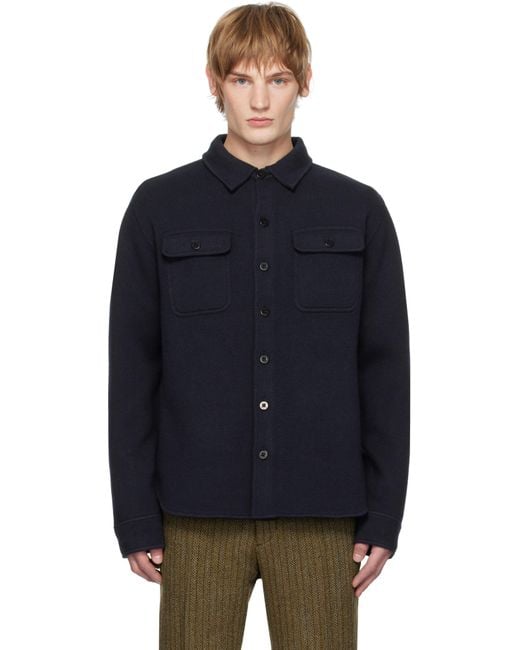 RRL Blue Birdseye Jacquard Wool Work Jacket for men