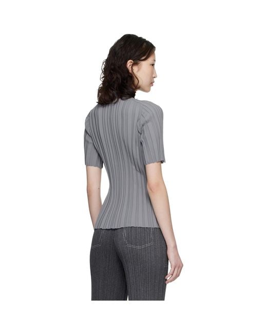 Pleats Please Issey Miyake Rib Knit Top in Black | Lyst