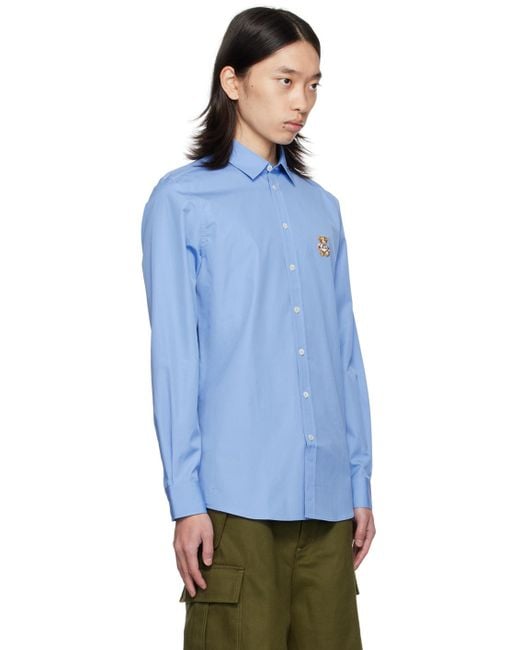 メンズ Moschino ブルー Teddy Patch シャツ Blue