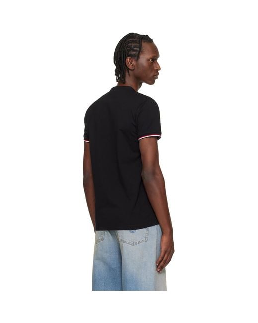 Moncler Black Tricolor-Trimmed Cotton T-Shirt for men