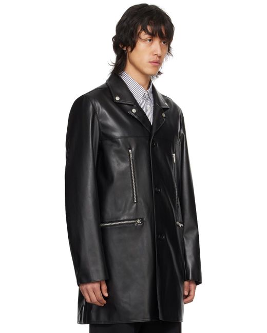Undercover Black Zip Pockets Faux-leather Coat for men