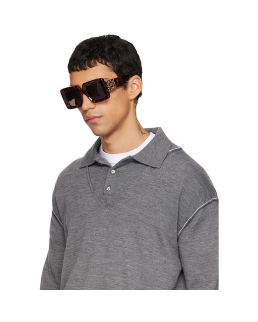 Loewe Black Beveled Square Maxi Anagram Sunglasses for men
