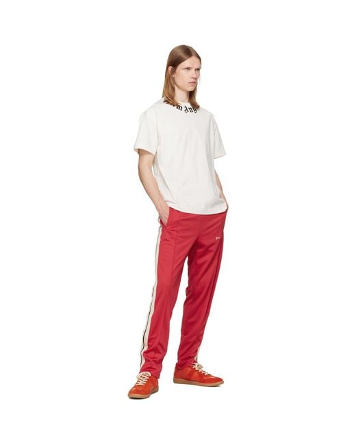 Palm Angels Red Classic Logo Track Pants for men
