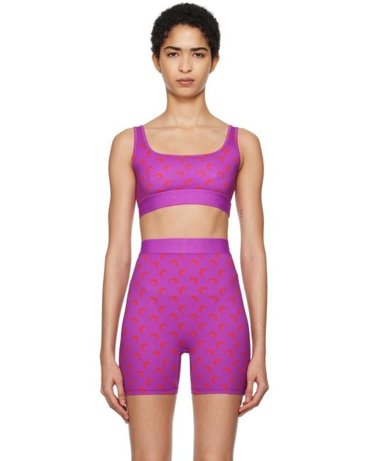 MARINE SERRE Ssense限定 パープル＆レッド Moon Printed ジャージ スポーツブラ Purple