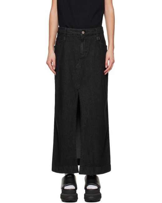 Wooyoungmi Black Vented Denim Maxi Skirt