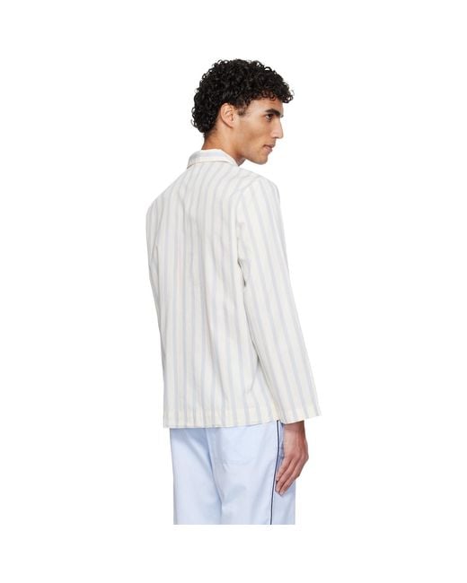 Tekla White Poplin Long-Sleeved Pyjama Shirt for men