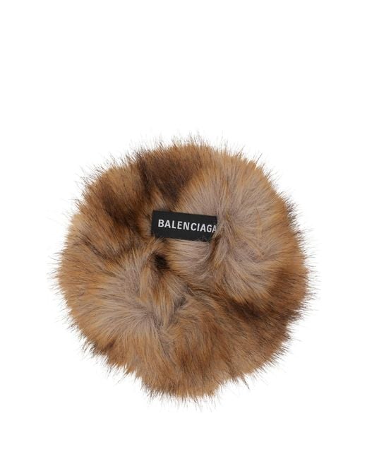 Balenciaga Brown Holli Faux Fur Scrunchie