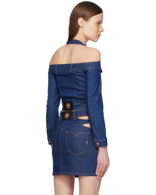 Versace Blue Indigo Buttoned Denim Blouse